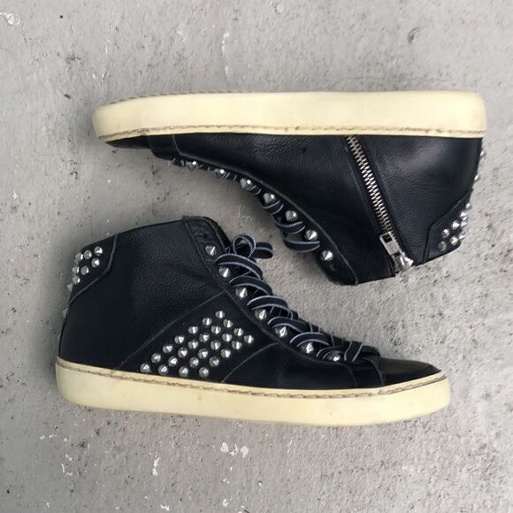 Leather Crown Studded Sneakers - Picture 2 of 11